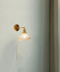 Wall Sconce Lights Indoor Bedroom Hallway Vintage Glass with Pull Chain,Industrial Adjustable Fixture,Brass Lamp for Living Room,E27 Base with gold finish