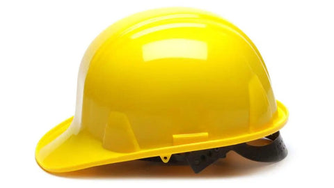 Low Profile Yellow Hard Hat With 4 Point Snap Lock Suspension Reverse Donning Tested HDPE Shell Lightweight Head Protection For Construction Worksites Industrial Jobs And General Safety Wear