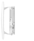 Super Slick White Diecast Sliding Patio Door Handle Set, side view showing flush mount for 1 to 1 1/8 inch thick glass doors.