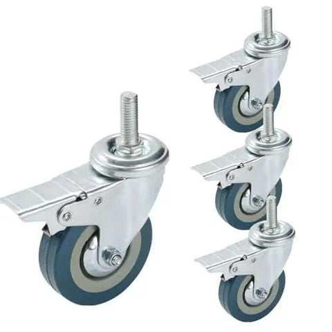 Rock Solid Swivel Casters With Quiet Locking Brakes And Scratch Guard Pvc Treads For Furniture Carts Desks Plus Workbenches