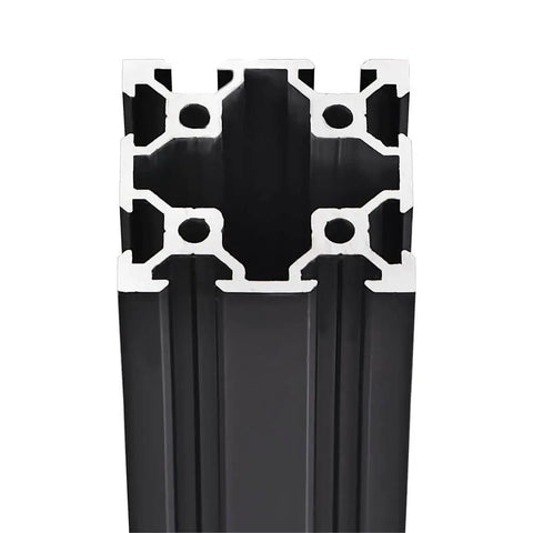 Close-up of V Slot 4040 Aluminum Extrusion Profile 48 Inch Beefy European Standard Anodized Linear Rail for 3D Printer Parts and CNC DIY Black 1220mm