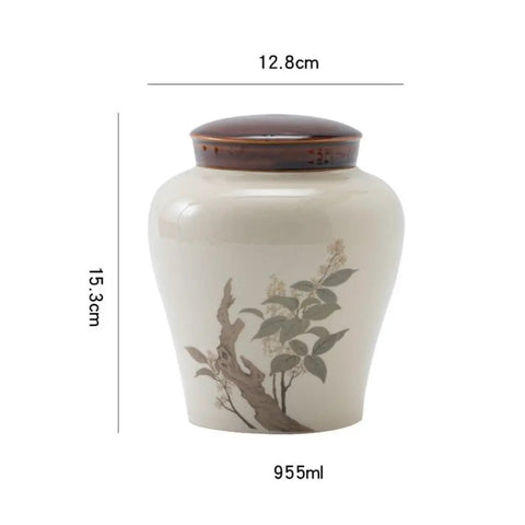 Straight Upgrade For Your Daily Stash With This Heavy Duty Airtight Ceramic Tea Canister Smooth Stoneware Jar with lid, 12.8cm wide.