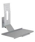 Heavy Duty Industrial Cabinet Computer Monitor Mount One Bulletproof Build For Rock Solid Desk Rigs And Grip Tight VESA Brackets With Slick Wire Routing, side view showing robust gray metal design.