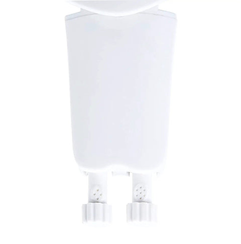 White and blue bidet attachment dual nozzles for toilet seat, non-electric, three wash modes for front and rear, self-cleaning.