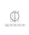Linch Pin With Ring Made From Marine Grade 316 Stainless Steel, Heavy Duty Lynch Pin For Kayaks, Boats, Trailers And Shipbuilding, Three Sixteenth Inch By Forty Five Millimeter Size, Excellent Seawater Corrosion Resistance diagram