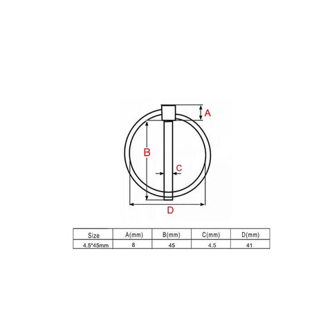 Linch Pin With Ring Made From Marine Grade 316 Stainless Steel, Heavy Duty Lynch Pin For Kayaks, Boats, Trailers And Shipbuilding, Three Sixteenth Inch By Forty Five Millimeter Size, Excellent Seawater Corrosion Resistance diagram