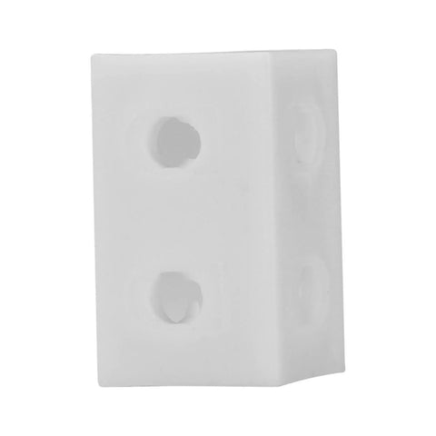Close-up of 50 Pack Plastic Right Angle Corner Brackets Gusset Braces For Home Furniture Assembly Durable White Plastic Corner Supports