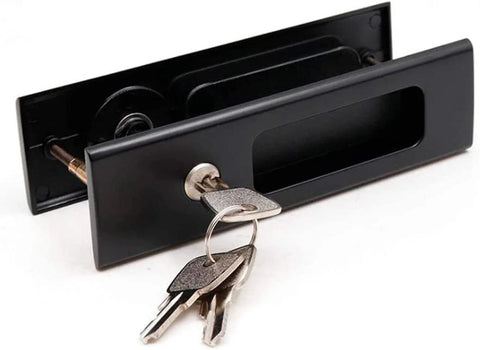 Privacy Pocket Door Lock With Key Hidden Barn Door Latch For Wooden Doors Matte Black Interior Privacy Hardware