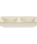 Top Notch Double Grid Ceramic Jewelry Dish Straight Up Chic Tray for rings and earrings, featuring dual sections and smooth edges.
