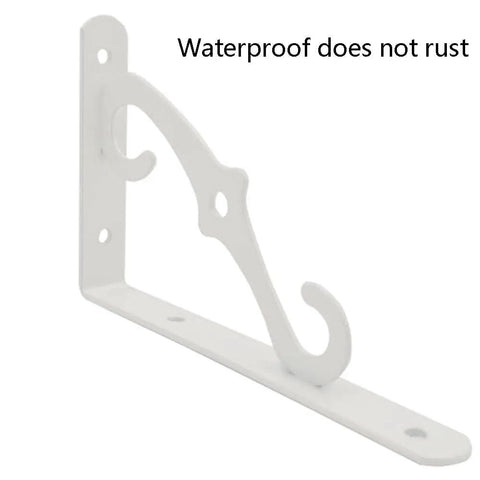 Straight Up Sturdy Wrought Iron Shelf Brackets For Walls Decorative Corner Supports For Bookshelves And Kitchen Racks No Sweat Diy Setup Heavy Duty Storage Braces In Crisp White, showing a white wrought iron bracket with a decorative design.