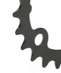 Close-up of a 22 tooth carbon steel bicycle chainring edge for 104 BCD cranks, part of two pack replacement for road and mountain bikes.
