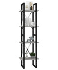 Industrial 4 Tier Book Cabinet 55.1 Inch Tall Open Shelves Display Rack in Concrete Gray and Black Engineered Wood