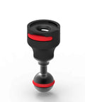 Flex Connect Ball Joint Adapter For Sea Dragon Underwater Lights, black aluminum, side view showing 1-inch and 25mm mount