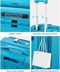 Expandable 20 Inch Carry On Luggage With Top Opening Design Caribbean Blue Hard Shell Roller Suitcase Lightweight 8.8 Lb