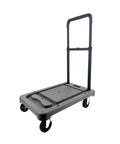 Heavy Duty Foldable Cargo Wagon With Smooth As Butter Rollers No Sweat Push Pull Flatbed Cart with sturdy handle and six wheels.