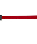 Rock Solid Stainless Steel Stanchion Pair With Snappy Retractable Polyester Cord, red cord extended between polished posts.