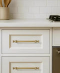 Set Of Ten 4 Inch Center Hole Brushed Brass Cabinet Pulls Solid Heavy Duty Cabinet Hardware Handle for Kitchen Cabinets