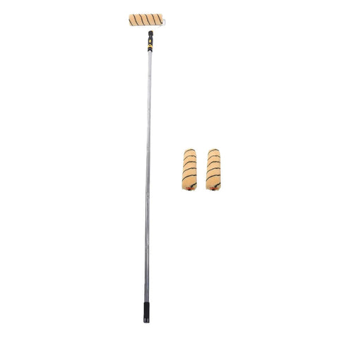 9 Inch Paint Roller Kit with Heavy Duty Stainless Steel Frame and Ultra Thick Nap for Ceilings and Walls Lazy Diy Hack for Super Fast Coats on Semi Rough Surfaces Get that Pro Look without the Drama with roller and handles.