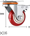 Heavy Duty Polyurethane Caster Wheels With Secure Brakes For Hassle Free Furniture Sliding On Wood Floors Or Carpet Butter Smooth Rolling Office Chair And Cart Mounting Plates Four Pack detail with dimensions 100MM height and 75MM width