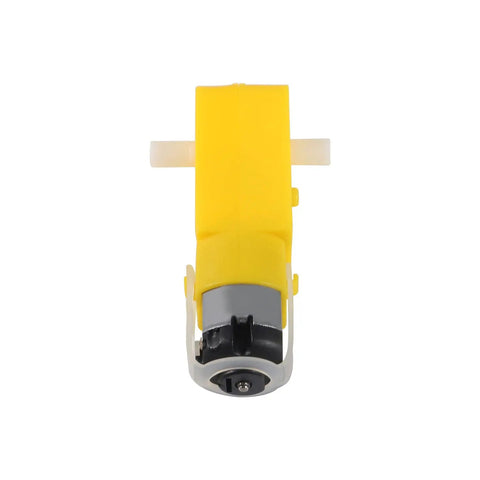 Front view of a yellow DC gear motor from 18Pcs Four Wheel Drive DC Gear Motors Kit For Arduino DIY Smart Car Projects