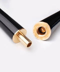Close-up of Top Shelf Snooker Cue Stick Built With Real Canada Ash Shaft And Slick Brass Joint showing detailed brass joint.