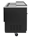 50 Inch Commercial Bottle Cooler 14 Cu Ft Freestanding Refrigerator With Built In Bottle Opener 3 Wide Shelves Digital Thermostat Charcoal Black side view