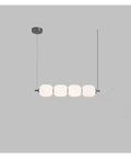 White Glass Bulb Chandelier Long Glass Pendant Lamp for Bedroom Living Room Restaurant LED Pendant Light with four globes.