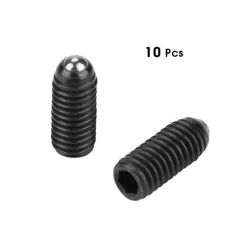 High Quality Ten Piece Set Of Carbon Steel Ball Plungers Featuring Spring Loaded Hex Drive For Bulletproof Clamping And Easy As Pie Setup On Shop Gear Now - close-up of two plunger studs.