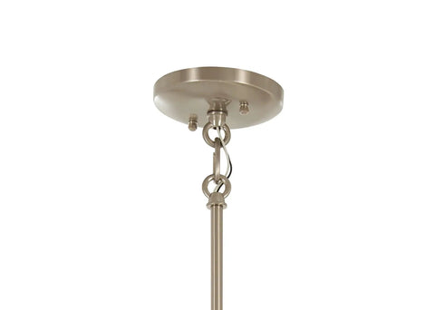 Bridlewood Mini Pendant Light With One Light 60W Max, brushed nickel mount detail, includes adjustable stem and mount kit