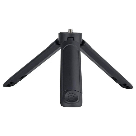 Pocket Sized 2 In 1 Mini Tripod Desk Stand And Handheld Grip, Ultra Lightweight 2 Oz, One Quarter Inch Mount, open tripod view