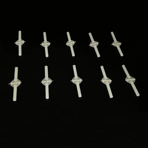 Durable Plastic Needle Hinge Pins For RC Planes And Helis 2.5x43mm 10 Pack Easy Wing Fix displayed on black background