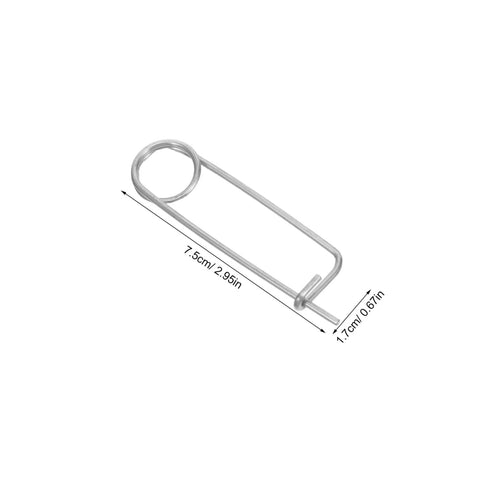 Rock Solid Heavy Duty Stainless Steel Spring Lock Pins For Farm Hitches And Industrial Gear With Unbreakable Anti Vibration Stability That Slams Down Easy, 7.5cm long.