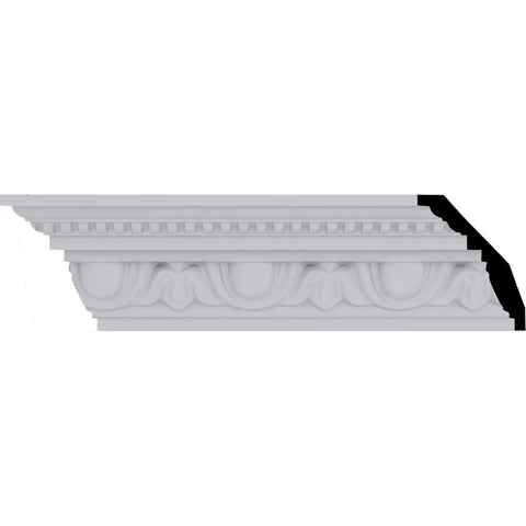 Edinburgh Crown Molding In Urethane Lightweight And Durable Factory Primed For Quick Install, classic style detail, side view