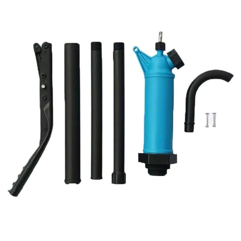 Hand Crank Fuel Transfer Pump For 55 Gallon Drums, Heavy Duty Barrel Pump For Diesel And Oils, Manual Drum Pump With Ergonomic Handle, A Real Workhorse For Water Cleaners And Hydraulic Fluid, blue PP manual drum pump with handle and tubes