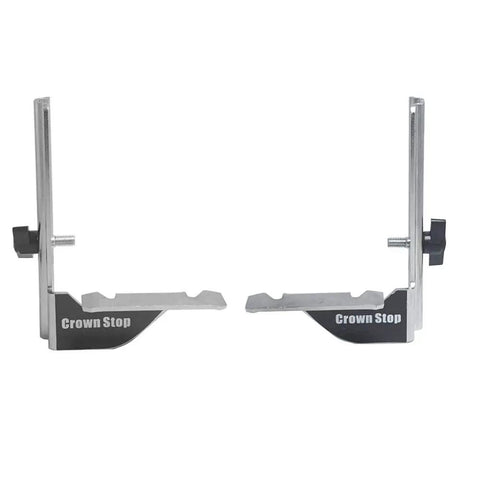 Rock Solid Crown Molding Stop And Dead Simple Workpiece Guide Replacement Accessory For DeWalt Miter Saw hefty steel brackets.