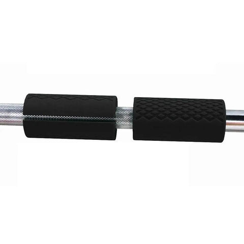 Thick 1 Inch Barbell Grip For Dumbbells And Weightlifting Bars, Upgraded Silicone Rubber Grips, Arm Blaster Style, shown on bar