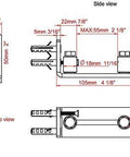 Scratch Resistant Stainless Steel Flush Mount Stay Roller Floor Guide For Doors Up To Two And One Eighth Inches Thick With Flat Bottom Design Keeps Floors Free Of Grooves And Provides Easy Wall Mount Installation With Included Screws And Hardware, technical drawings showing dimensions and three views.