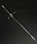 41.25 Inch One Hand Medieval Sword With Dull Carbon Steel Blade, Faux Leather Wrapped Wood Scabbard, Non Battle Ready
