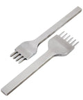 Diamond Leather Chisel Tool Set For DIY Leatherworking Pro Grade Hole Punch Kit with prongs and anti-slip handles on white background