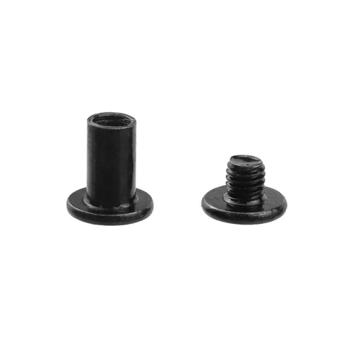 Solid As A Rock 304 Stainless Steel Black Binding Post Screws M5 Hex Drive Rivet Socket Pack With Allen Wrench, two screws shown.