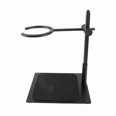 Straight Up Solid Adjustable Pour Over Coffee Stand With Non Slip Base, 7 Piece Aluminum Dripper Kit For Precision Brews, side view of black aluminum stand