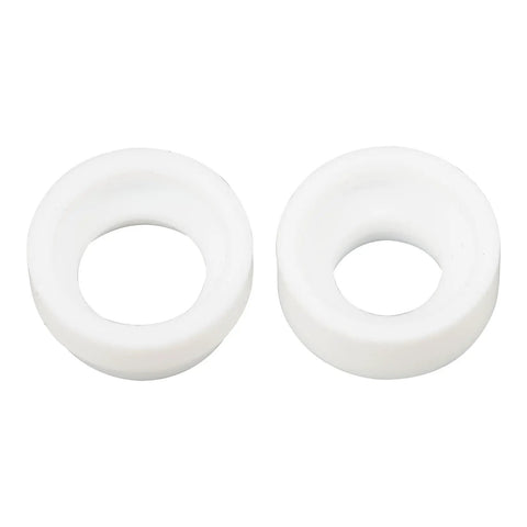 Two white alumina nozzles from 58 Piece TIG Welding Torch Kit With Gas Lens System For WP Nine, WP Seventeen, WP Twenty, And WP Twenty Five Series.