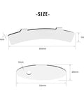 Diagram of the 5 Pack Bicycle Disc Brake Pads Alignment Tool Set showing dimensions of rectangular and elliptical high carbon steel pads.