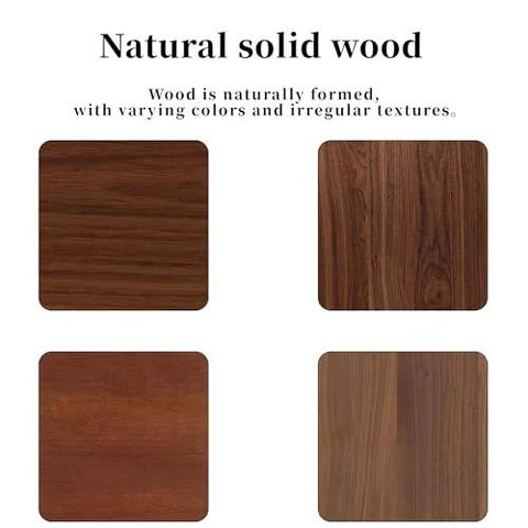 Four samples of natural solid walnut wood with varying textures for Walnut Wood Drawer Pulls Set Six Pack 5.04 Inch Length With Rounded Edge.