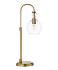 27 Inch Tall Arc Table Lamp With Seeded Glass Shade In Brushed Brass Finish For Home Or Office Desk Reading And Task Lighting Ideal For Nightstands And Side Tables A Classic Yet Modern Accent Lamp For Your Setup