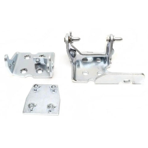 Two Pack Front Right Passenger Side Door Hinges Chrome Finish Auto Replacement Kit For Cars Trucks SUVs shown flat view