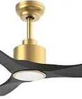 52 Inch Quiet DC Motor Ceiling Fan With Lights Remote Control No Fuss ETL Listed Indoor Outdoor 3 Blade Black Gold Modern Fan