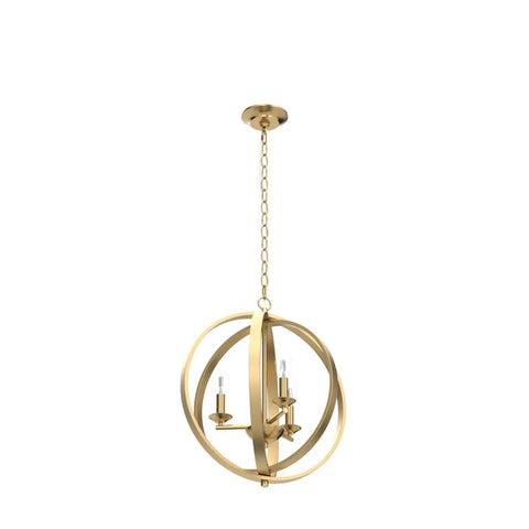 Gold Orb Pendant Light 3 Light Modern Fixture With Open Globe Metal Frame And Soft Gold Finish, 15.5 Inches Wide By 18 Inches High