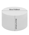 Heavy Duty 220 LB Capacity 20 Inch Round Mannequin Display Pedestal Stand In White For Retail Store Visual Merchandising And Shop Window Presentation Of Apparel Or Accessories With Iron Base, top view showing dimensions.