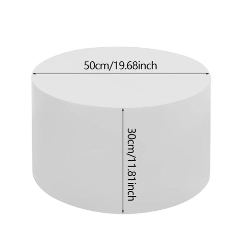 Heavy Duty 220 LB Capacity 20 Inch Round Mannequin Display Pedestal Stand In White For Retail Store Visual Merchandising And Shop Window Presentation Of Apparel Or Accessories With Iron Base, top view showing dimensions.